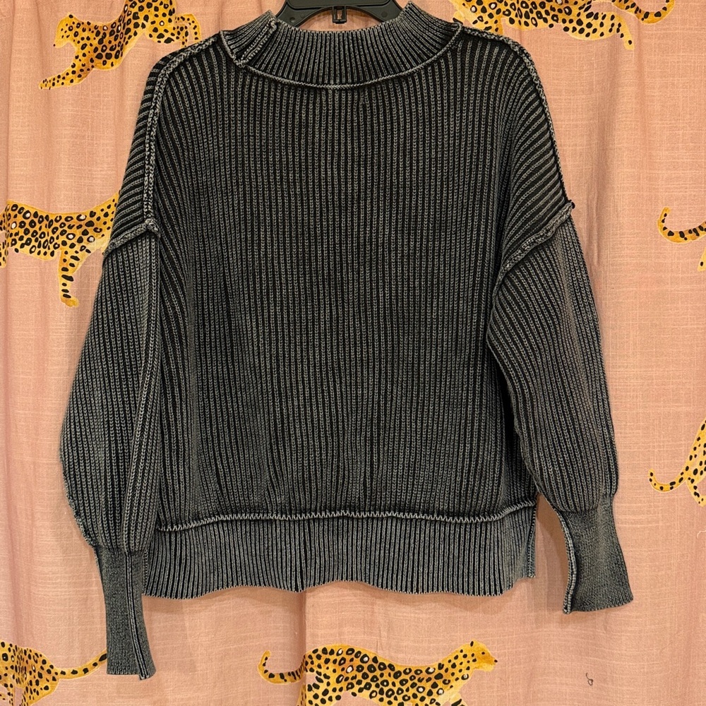 Zénana Mock Neck Ribbed Knit Sweater - Picture 8 of 8